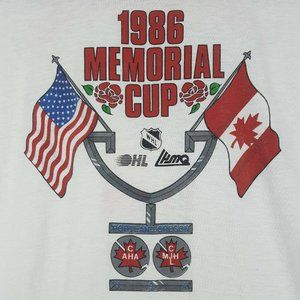 Vtg Stedman 1986 Memorial Cup Double Sided T-Shirt